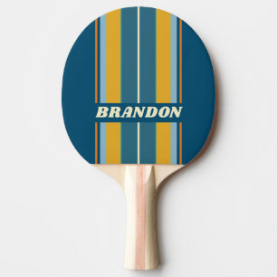 Blue Sun Board Stripes with Name Ping Pong Paddle