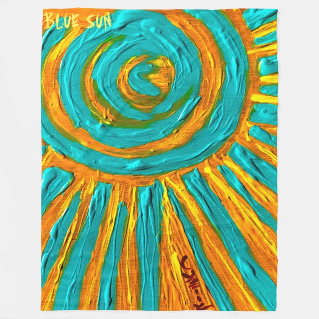 Blue Sun Fleece Blanket (Front)