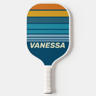 Blue Sun Horizon Striping with Name Pickleball Paddle