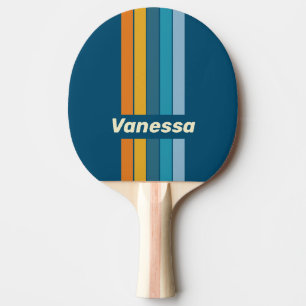 Blue Sun Pin Striped with Name Ping Pong Paddle