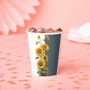 Blue Sunflower Baby Shower Paper Cups