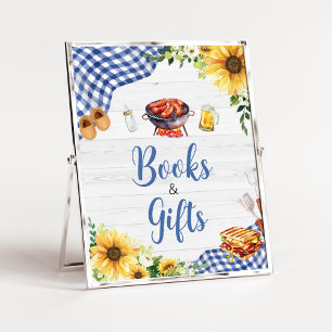 Blue Sunflower BBQ Baby Shower Books and Gifts Poster