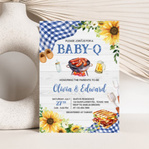 Blue Sunflower BBQ Baby Shower Invitation