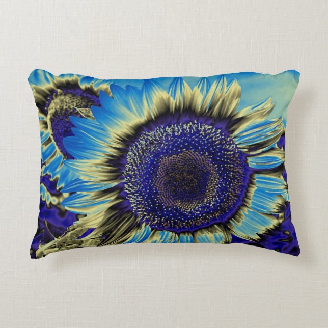 Blue Sunflower Decorative Cushion (Front)