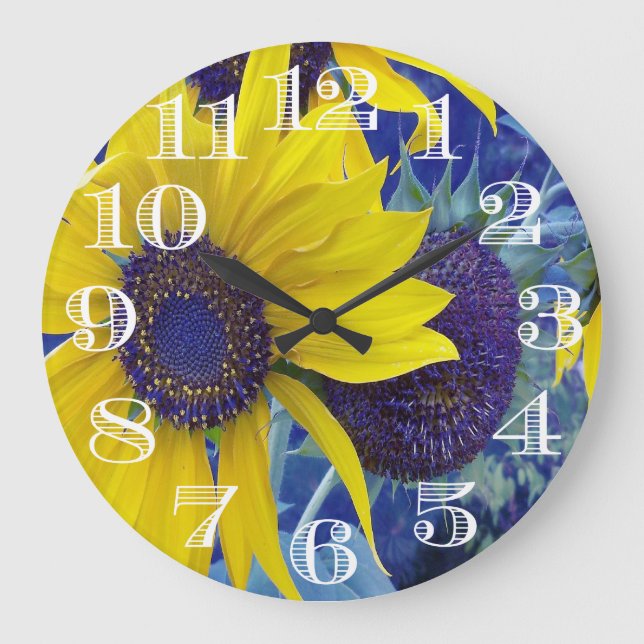 Blue Sunflower Design Clock (Front)