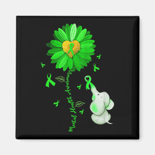 Blue Sunflower Elephan Outfit Spread Mental Health Magnet