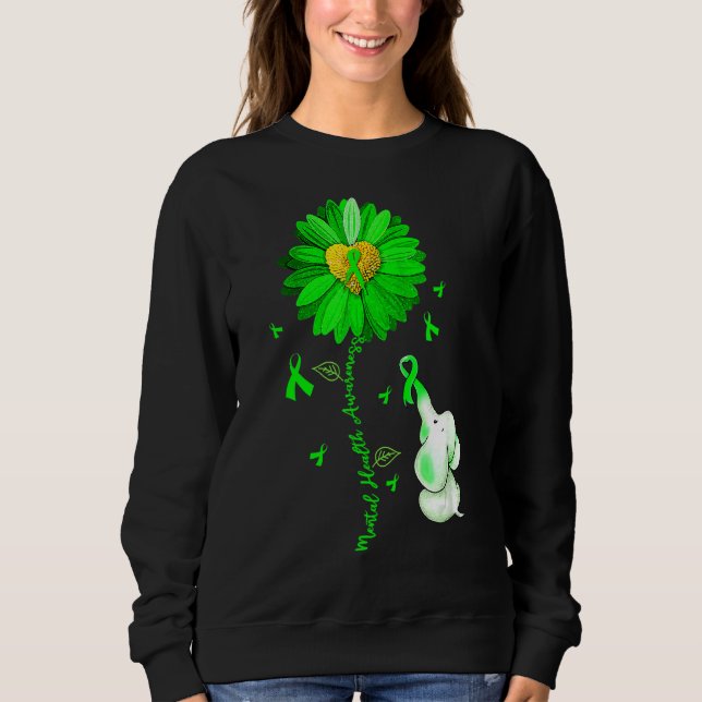 Blue Sunflower Elephan Outfit Spread Mental Health Sweatshirt (Front)