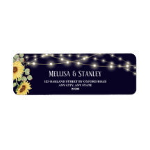 Blue Sunflower Eucalyptus Wedding Return Address 