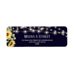 Blue Sunflower Eucalyptus Wedding Return Address  Label