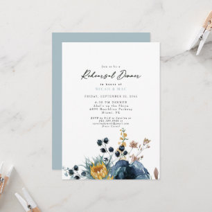 Blue  & Sunflower Floral Rehearsal  Invitation
