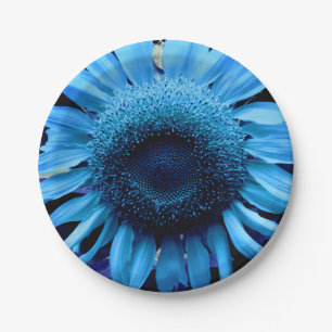 Blue Sunflower Paper Plate
