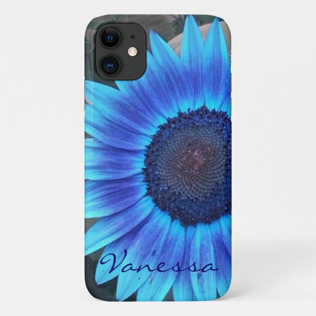 Blue Sunflower  *personalise* Case-Mate iPhone Case (Back)