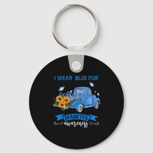 Blue Sunflower Truck We Wear Blue For Diabetes Awa Key Ring