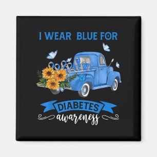 Blue Sunflower Truck We Wear Blue For Diabetes Awa Magnet