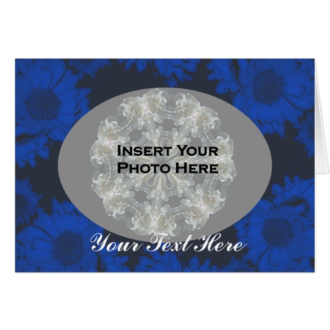 Blue Sunflowers Design Floral Photo Card (Front Horizontal)