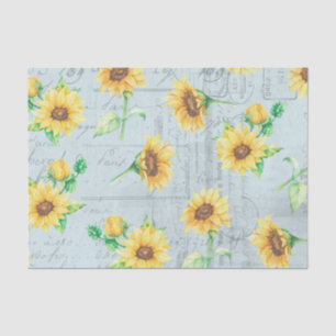 Blue Sunflowers Floral Decoupage Tissue Paper
