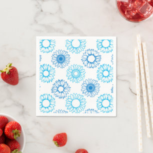 Blue Sunflowers Pattern Napkin