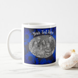 Blue Sunflowers Photo Frame Personalised  Coffee Mug