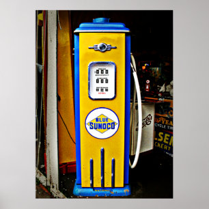 Blue Sunoco vintage gas pump Poster