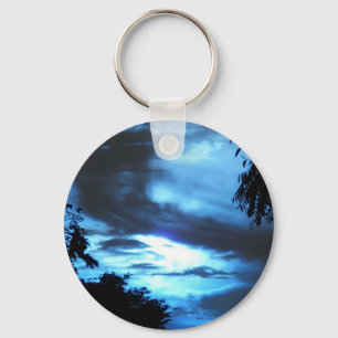 Blue Sunrise in the Clouds Key Ring