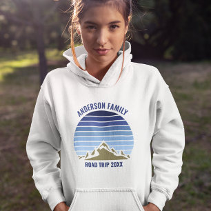 Blue Sunset Mountain Custom Family Reunion Trip Hoodie