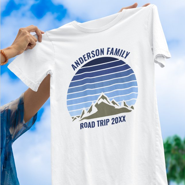 Blue Sunset Mountain Custom Family Reunion Trip Tri-Blend Shirt (Creator Uploaded)