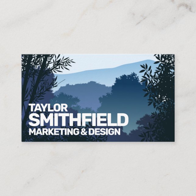 Blue Sunset Mountain Range Adventure Business Card (Front)