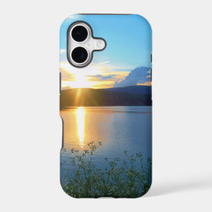 Blue sunset on lake