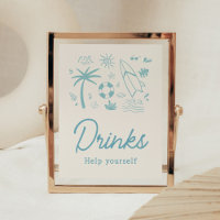 Blue Surf Baby on Board Baby Shower Drinks
