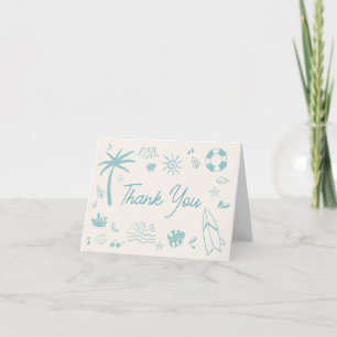 Blue Surf Baby on Board Baby Shower Thank You Card