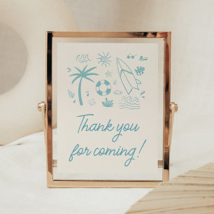 Blue Surf Baby on Board Baby Shower Thank you Card Poster