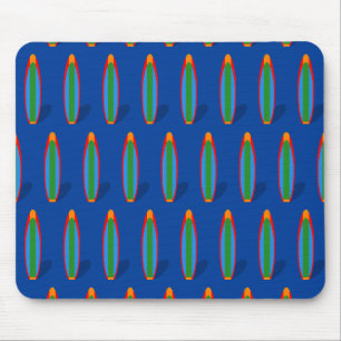 Blue Surfboard Beach Mouse Pad