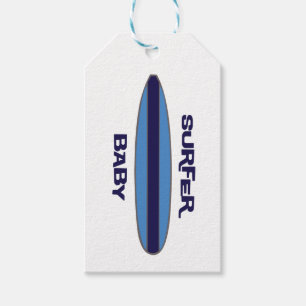 Blue Surfer Baby Gift Tags
