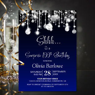 Blue Surprise 100th Birthday Party Invitation
