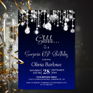 Blue Surprise 65th Birthday Party Invitation