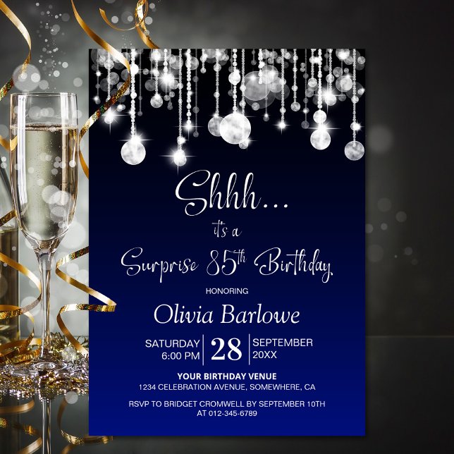 Blue Surprise 85th Birthday Party Invitation (Creator Uploaded)