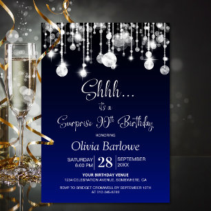 Blue Surprise 90th Birthday Party Invitation