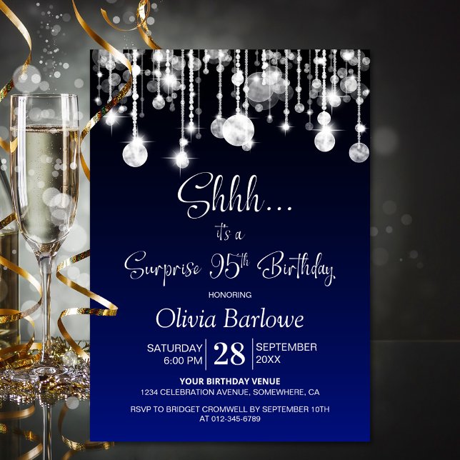 Blue Surprise 95th Birthday Party Invitation (Creator Uploaded)
