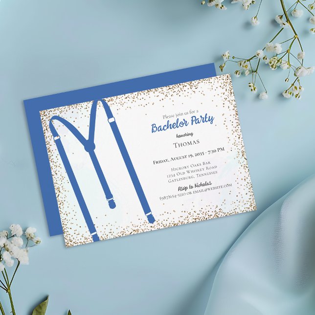 Blue Suspender Bachelor Party Invitation (Creator Uploaded)