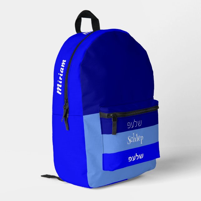  Blue Sustainable Custom Schlep Personalised Name Printed Backpack (Back Corner Left)