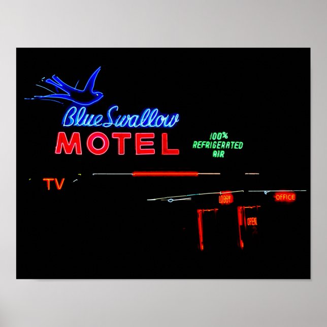 Blue Swallow Motel Neon Sign, Tucumcari, N.M. Poster (Front)