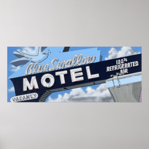 Blue Swallow Motel on Route 66 Retro Poster