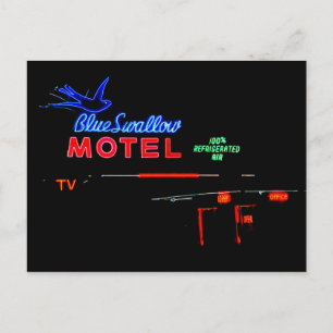 Blue Swallow Motel Sign, Tucumcari, New Mexico Postcard