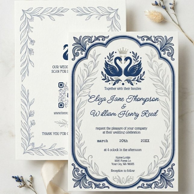 Blue Swan Wedding Invitation (Creator Uploaded)