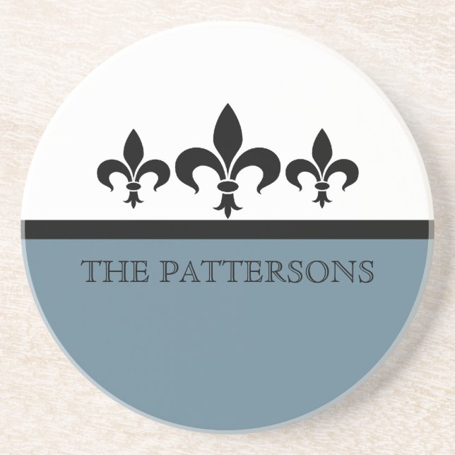 Blue Swanky Fleur De Lis Coaster (Front)