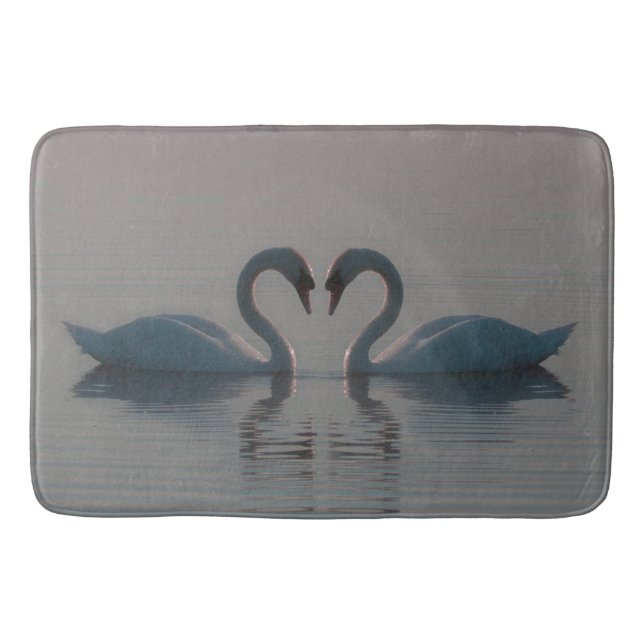 Blue Swans Must Be Love Bath Mat (Front)