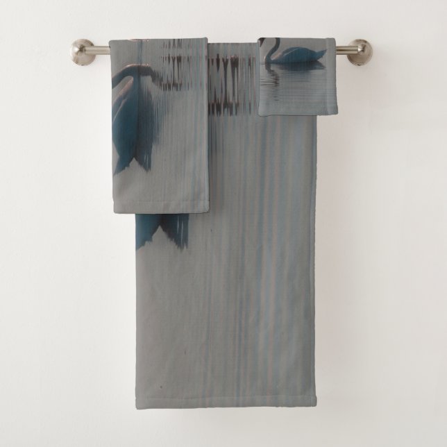 Blue Swans Must Be Love Bath Towel Set (Insitu)