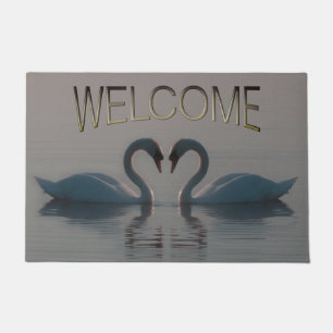 Blue Swans Must Be Love Doormat