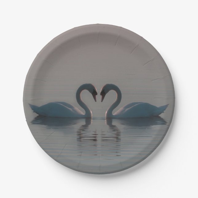 Blue Swans Must Be Love Paper Plate (Front)