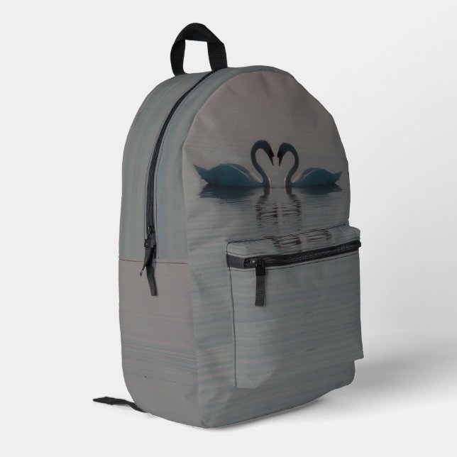 Blue Swans Must Be Love Personal Printed Backpack (Back Corner Left)